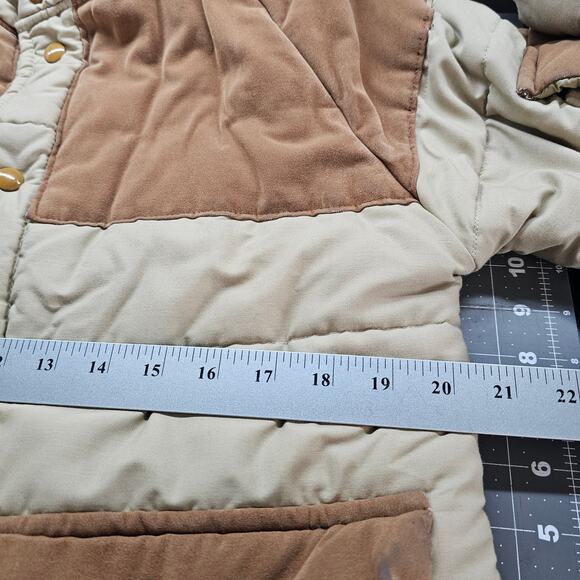Vintage Puffer Coat Mens Small Tan Brown 80s Utility Farm Ranch Western Warm - Picture 10 of 13